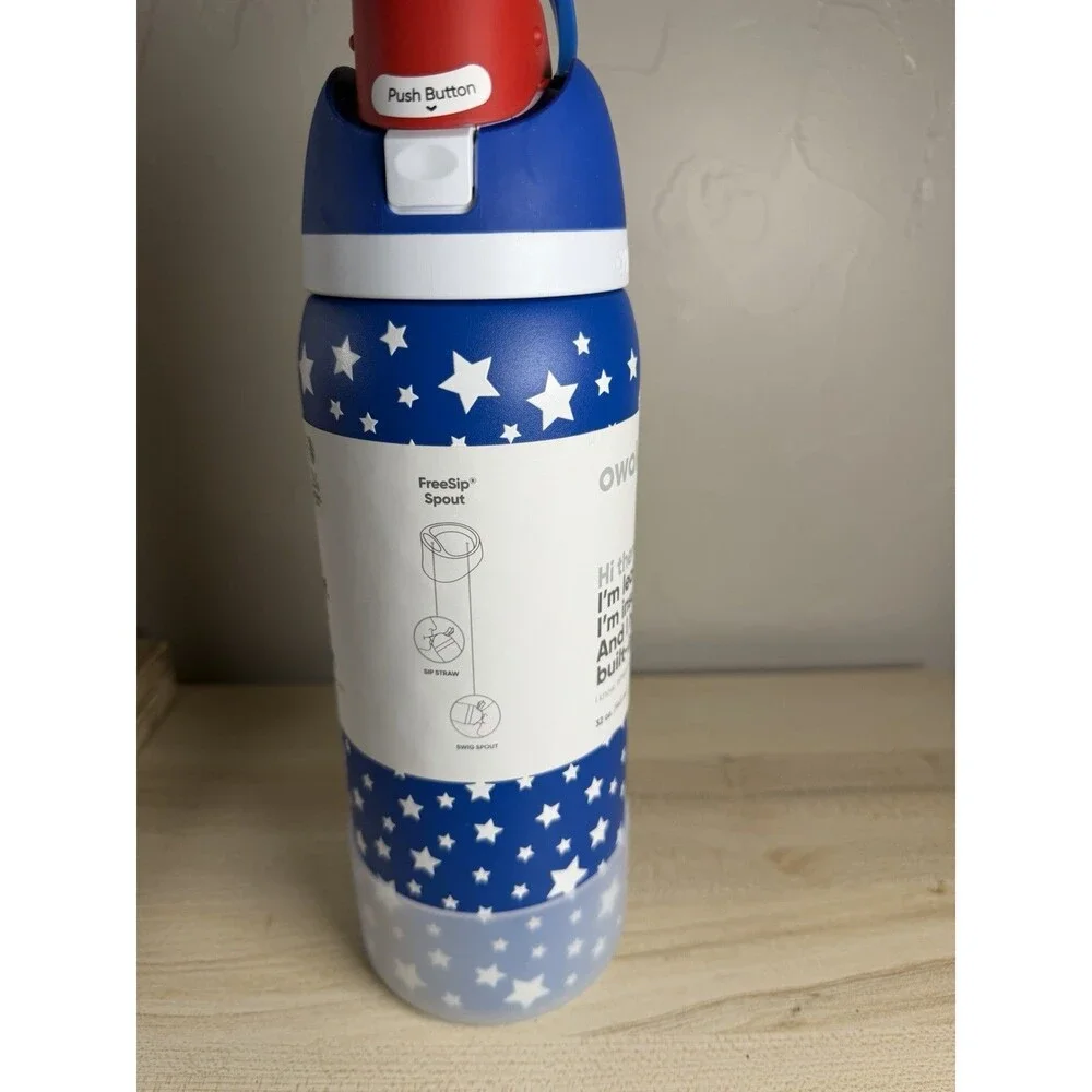 Owala FreeSip 32 oz Water Bottle Stars Patriotic NEW